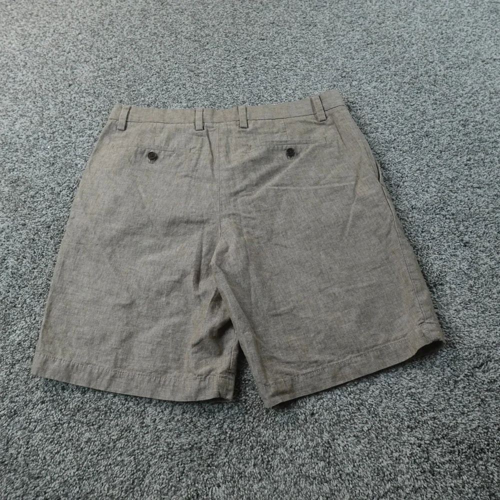 Banana Republic Shorts Mens 32 Beige Brown Aiden Linen Chambray Chino Flat Front